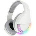 thumbnail image 1 of Wireless Bluetooth Headphone with Noise Cancellation HiFi Stereo Sound Mic Deep Bass Protein Earpad Rainbow RGB Backlight Rechageable Over Ear Headset for PC Mac Game Travel Class Home Office (White), 1 of 9