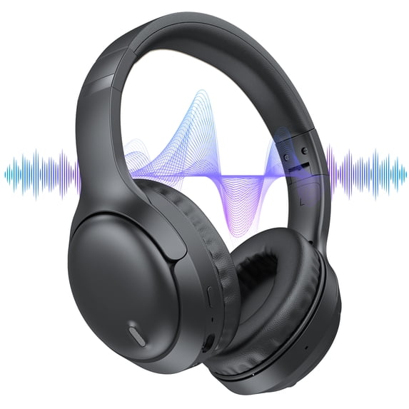 Headphones, AUOSHI Active Noise Cancelling Headphones, 55H Playtime, Over Ear Wireless Bluetooth5.3 Headphones with Mic, Blocks Engine Noise, Black