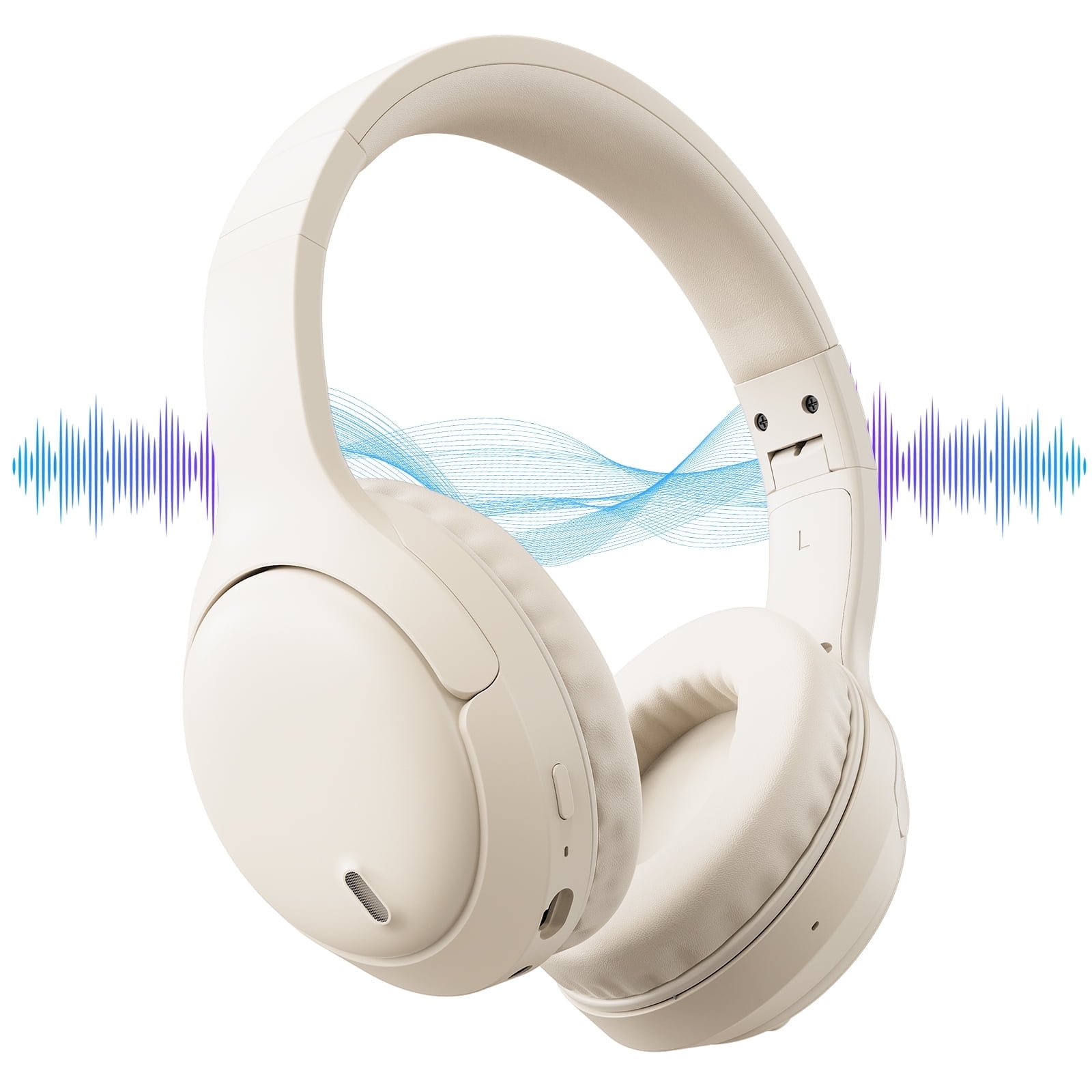 AUOSHI Headphone, A18 Active Noise Cancelling Headphones,Upgraded Wireless Bluetooth 5.3 Over-Ear Headphones with Microphone, White