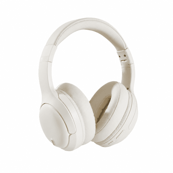 Headphones, AUOSHI Active Noise Cancelling Headphones, 55H Playtime, Wireless/Wired Bluetooth5.3 Over-Ear Headphones with Mic, Blocks Engine Noise, White