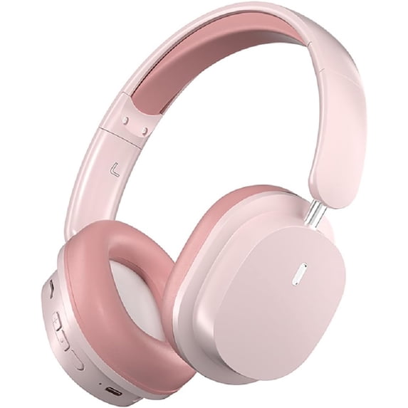 Wireless Bluetooth Headphones Over Ear,Hi-Fi Stereo Wireless Headphones Foldable/Wired/Wireless with Microphone/TF, Available for TV, Travel, Home Office Headset, Quick Charge 20 Hours Playtime Pink