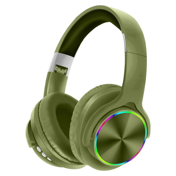 Wireless Bluetooth Headphones with LED Lights, Active Noise Cancelling Mic, Over-Ear Comfort, 30-Hour Battery, Foldable Design for Travel, Work, Gaming