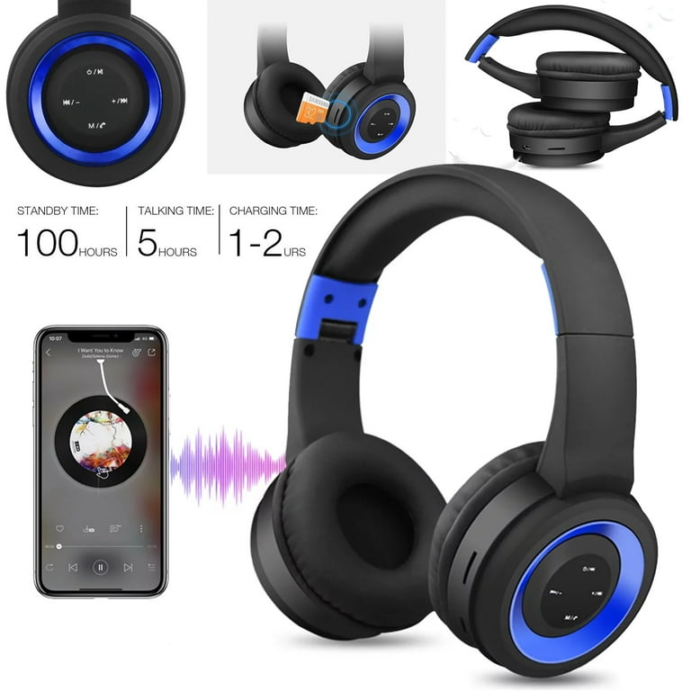 Noise Cancelling Bluetooth Headphones Wireless over Ear Folding Rechargeable Headset with Mic TR905