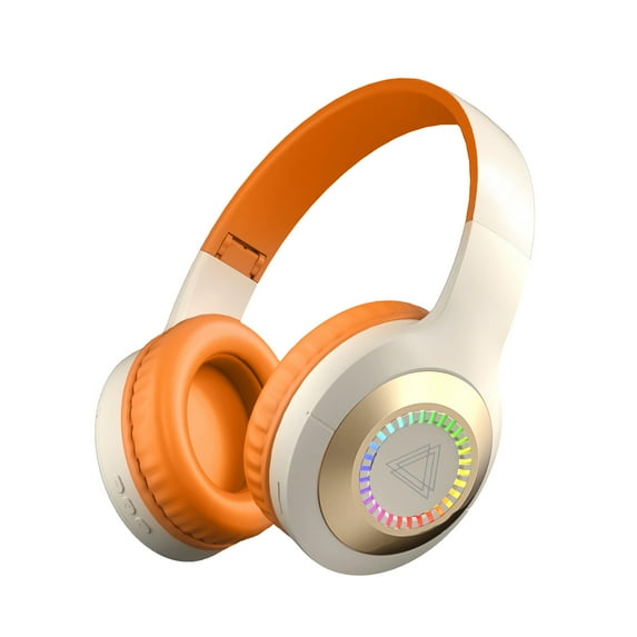 Wireless Bluetooth Headphones with Multi-Sensory Bass, Noise Isolating Over-Ear Fit, Up to 40 Hours Battery, Microphone for iPhone Android,Orange