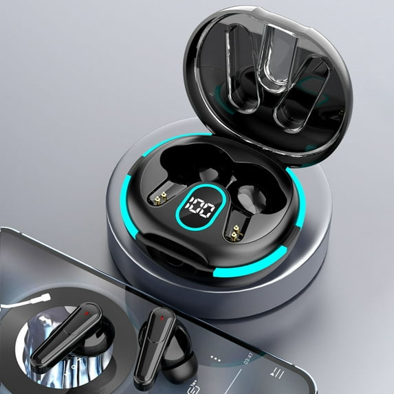 Wireless Bluetooth Headset 5.4 In Ear LED Display Power Cool Headphones Built In Microphone Immersive Sound Headset With Charging Case