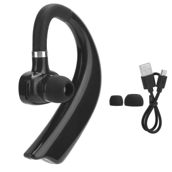 Wireless Bluetooth Headset Ear Hook with Charging Cable Call Reporting for Chinese English Switch Universal (X23 Black)
