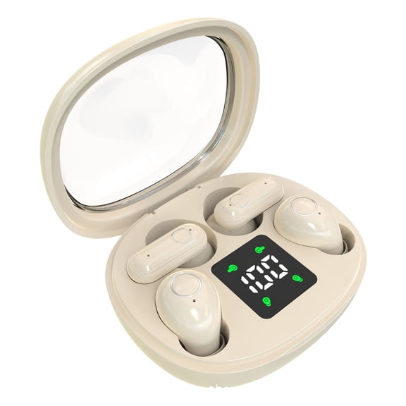 Wireless Bluetooth Headset,Tiny Size Invisible Earbuds,Sleep and Sports Earphones Set, 2 Pairs, Mini and Short Handle Design,for Work Sport Sleeping (Khaki)