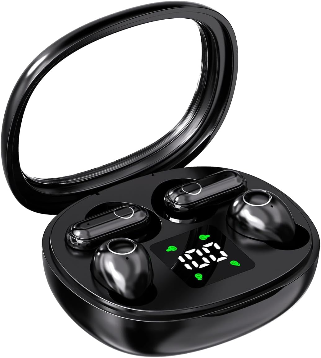 Wireless Bluetooth Headset，Tiny Size Invisible Earbuds，Sleep and Sports Earphones Set, Mini and Short Handle Design，for Work Sport Sleeping ﻿ ﻿ (Purple)