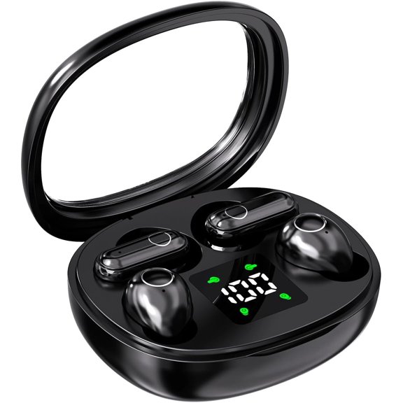 Wireless Bluetooth Headset，Tiny Size Invisible Earbuds，Sleep and Sports Earphones Set,  Mini and Short Handle Design，for Work Sport Sleeping ﻿ ﻿ (Purple)