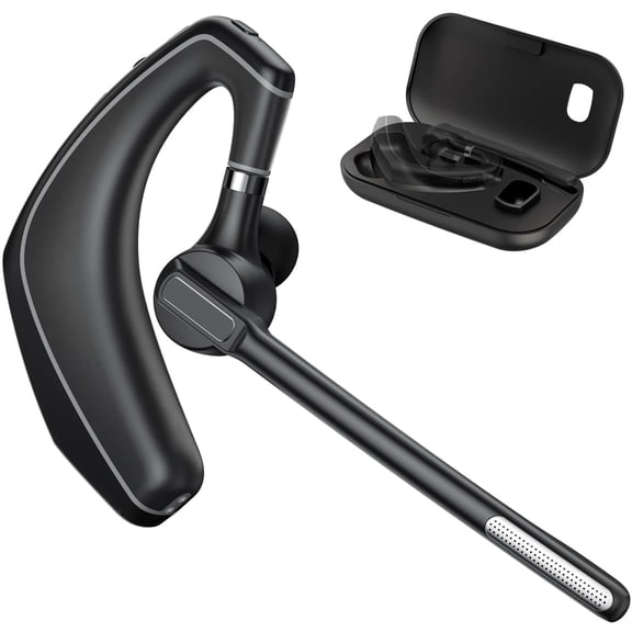 Wireless Bluetooth Headset for Work with Built-in Microphone Charging Case Call Noise Canceling Mic for PC Computer, Laptop, Cell Phones, Remote Work, Call Center, Trucker Work, Business