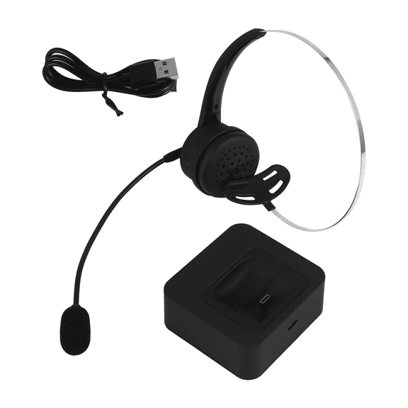 Wireless Bluetooth Headset with Mic, Charging Base, Hi-Fi Noise Cancelling Headphones for PC and Laptop