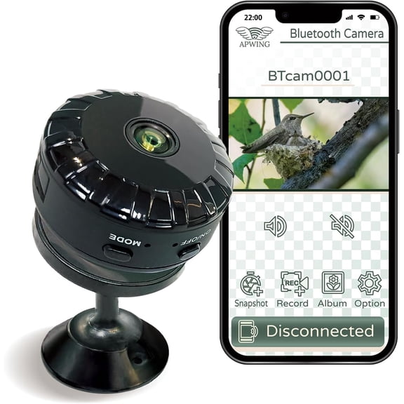Wireless Bluetooth Indoor Camera Low-Radiation, Portable Security with Time Lapse, Playback, Pet & Plant Monitoring, Supports External USB Power (Upgraded Lens)