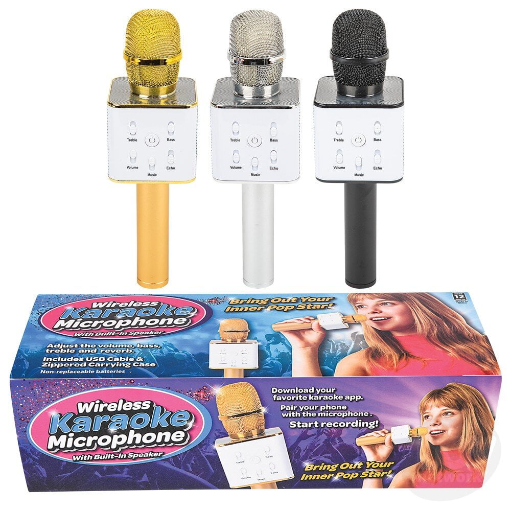 Wireless Bluetooth Karaoke Microphone, 3-in-1 Speaker, Mic, Choose Color (Black)