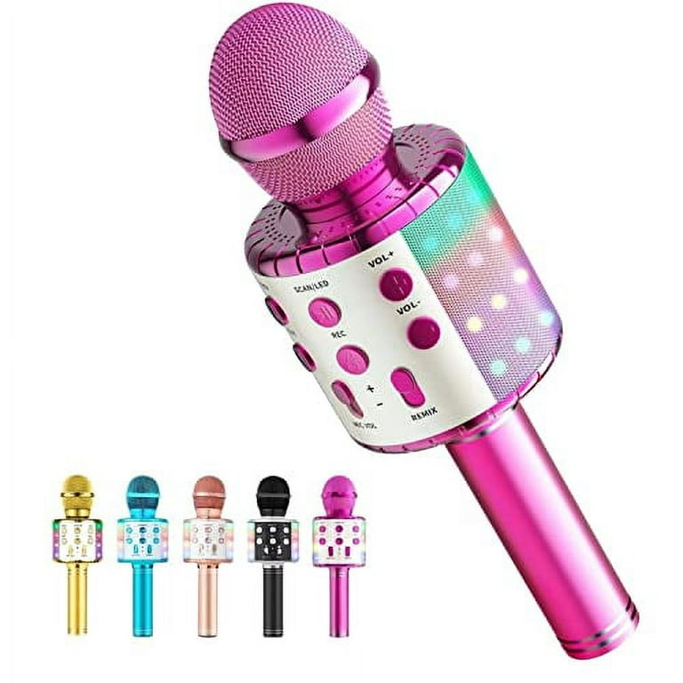  Voice Changing Karaoke Microphone for Kids Singing,5 in 1  Wireless Bluetooth Microphone with LED Lights Karaoke Machine Portable Mic  Speaker Player Recorder for Home Party Birthday : Musical Instruments