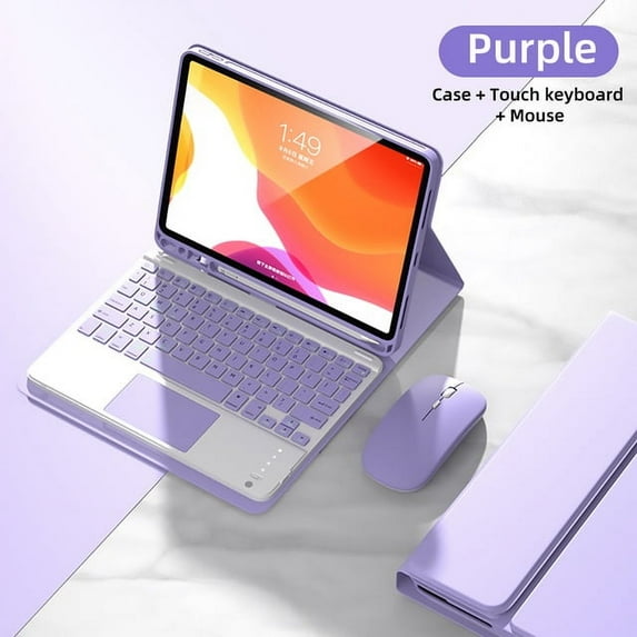 Wireless Bluetooth Keyboard + Dual-Mode Wireless Mouse Combo, Compatible with iPad (PurPle Sets,for IPad Air 11 2024)