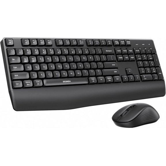Wireless Bluetooth Keyboard and Mouse Combo, COE200 Ergonomic Wireless Keyboard Mouse with Wrist Rest, Multi-Device Connection, Full-Size, Compatible for Computer/Laptop/Mac/MacBook, Black