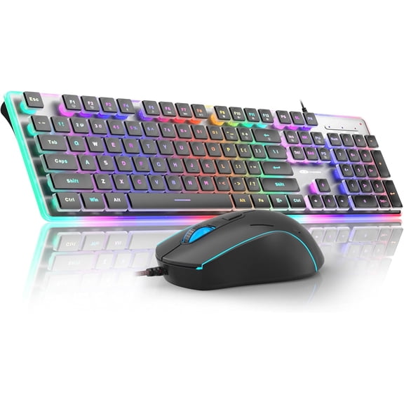 Wireless Bluetooth Keyboard and Mouse Combo, COE200 Ergonomic with Wrist Rest, Multi-Device Connection, Full-Size, Compatible for Computer/Laptop/Mac/, Black