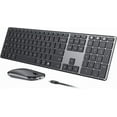 thumbnail image 1 of Wireless Bluetooth Keyboard and Mouse Combo, SKM64-3 Rechargeable Slim Quiet Keyboard Mouse, 3 Multi-Device Connection, Compatible for Windows, Mac, MacBook, iPad, Tablet, Black Gray, 1 of 4