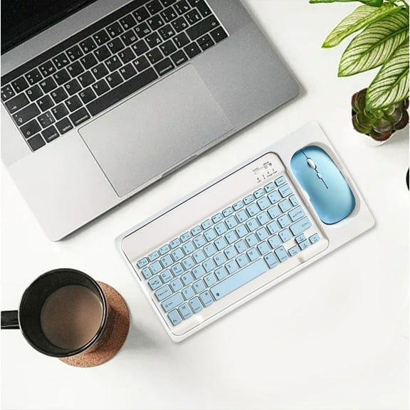 Wireless Bluetooth Keyboard and Mouse Kit - Magnetic Control, Rechargeable, Compact for Travel, Quiet Typing, Ideal for Mobile Devices and Tablets(Sky Blue)