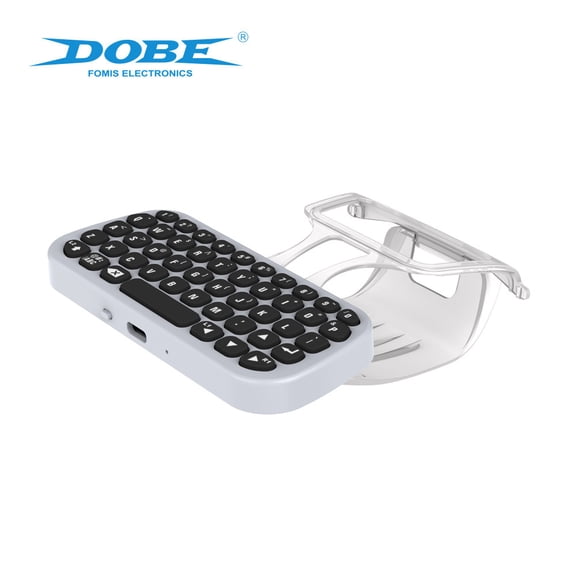 Wireless Bluetooth Keyboard for PS5 DualSense Controller, Backlit Mini Chatpad with Unblocked Headphone Jack Design, Type-C Rechargeable Portable ABS Gaming Keypad for PlayStation 5 Text Input