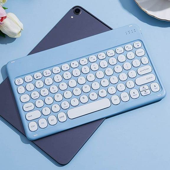 Wireless Bluetooth Keyboard, Portable Mini Colorful Retro Typewriter Style with Round Keycaps, Compact Slim Profile, 10M Connection, for Laptop Android Phone Tablet