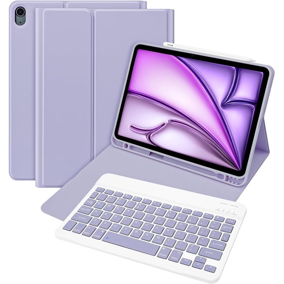 Wireless Bluetooth Keyboard Shockproof Smart Case with Pencil Holder for iPad Mini 5th 4th 3rd 2nd 1st Generation 7.9 inch Purple