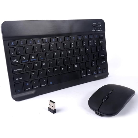 Wireless Bluetooth Keyboard and Mouse Combo - 10-Inch Rechargeable, Long Battery Life Over 30 Days, Ultra-Silent Keys