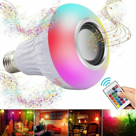 Wireless Bluetooth LED Light Speaker Bulb RGB E27 12W Music Playing Remote