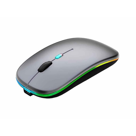 Wireless Bluetooth LED Slim Rechargeable Mute Mouse,Portable(USB 2.4G+Bluetooth5.2/3.0)Dual Mode Optical Computer Mice, 3 Adjustable DPI.For Laptop,iPad,PC,Android,Macbook,Tablet.(grey)