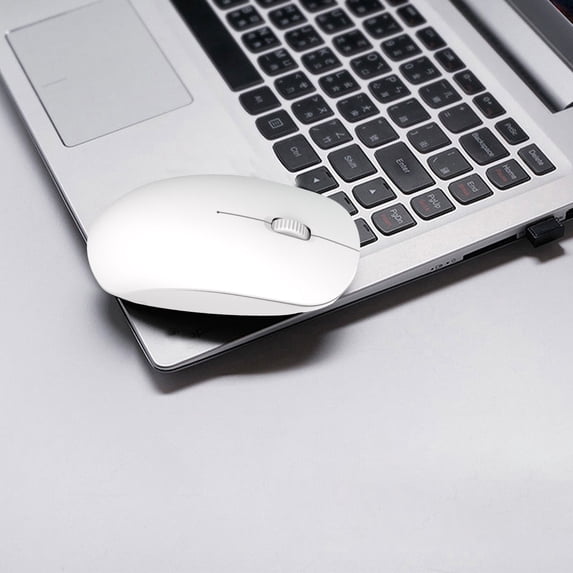 Wireless Bluetooth Mouse 2.4G Mute, Usupdd Quiet Office Business Mouse for Laptop, 1000 DPI 3-Key Portable PC Mouse with 1xAA Battery, White