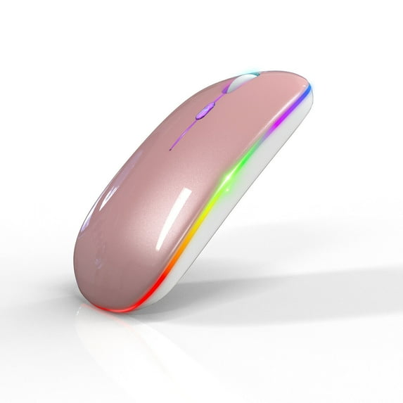 Wireless Bluetooth Mouse 2.4GHz LED Rechargeable Mice Dual Modes for MacBook Air Pro iPad iMac Tablets PC RGB,(Pink)