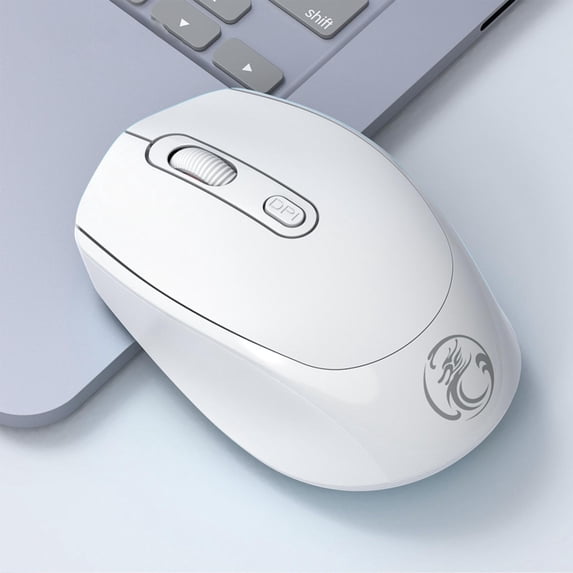 Wireless Bluetooth Mouse, 2.4GHz Silent Mouse, Small & Portable Cordless Mouse with Built-in Rechargeable Battery for Laptop, Pc, Desktop, Notebook,Gifts for Men Women(White)