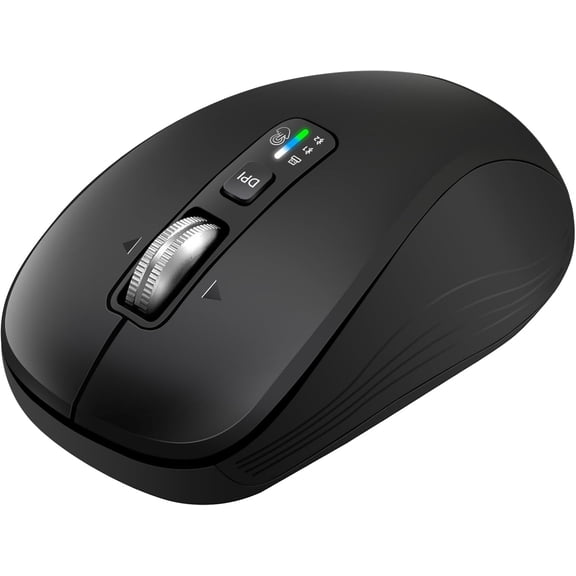 Wireless Bluetooth Mouse, 3-Device Multi-Mode (USB + 2 Bluetooth), 4-Way Metal Scroll Wheel, Adjustable DPI, Silent Click, Long Battery Life, Ergonomic Mouse for Laptop, PC, Mac, iPad (Dark Black, 7)