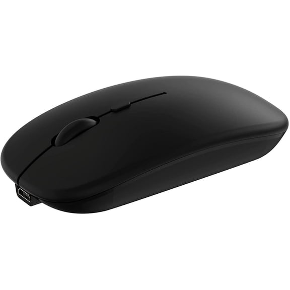 Wireless Bluetooth Mouse for Apple iPad iPhone MacBook Android Samsung Tablet Phone Dual-Mode Rechargeable 2.4G Portable Computer Mice for Windows Laptop Notebook PC Mac Desktop USB Receiver (Black)