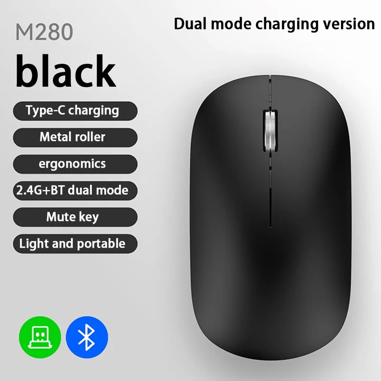 Wireless Bluetooth Mouse Dual Mode DPI Adjustable 2.4G Type-C Rechargeable Silent Ergonomic Morandi Portable Office Mouse 2025