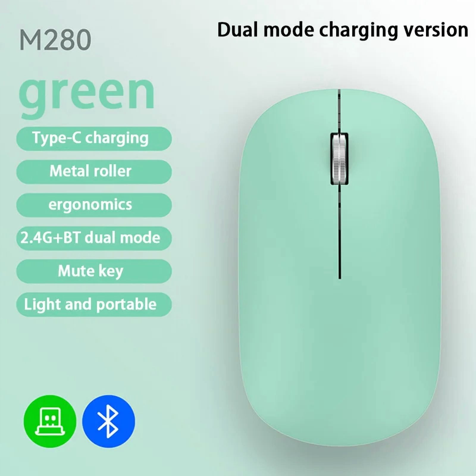 Wireless Bluetooth Mouse Dual Mode DPI Adjustable 2.4G Type-C Rechargeable Silent Ergonomic Morandi Portable Office Mouse 2025