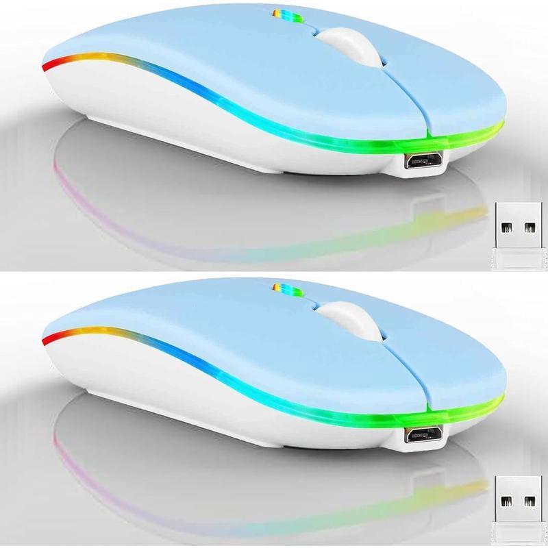 Wireless Bluetooth Mouse,LED Dual Mode Rechargeable Silent Slim Laptop ...