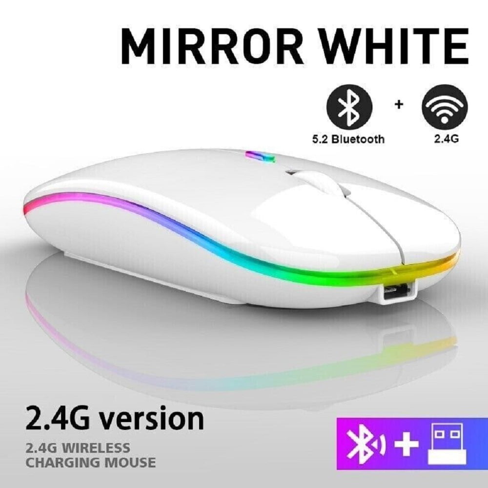 Wireless Bluetooth Mouse LED Mice Rechargable Dual Modes for MacBook