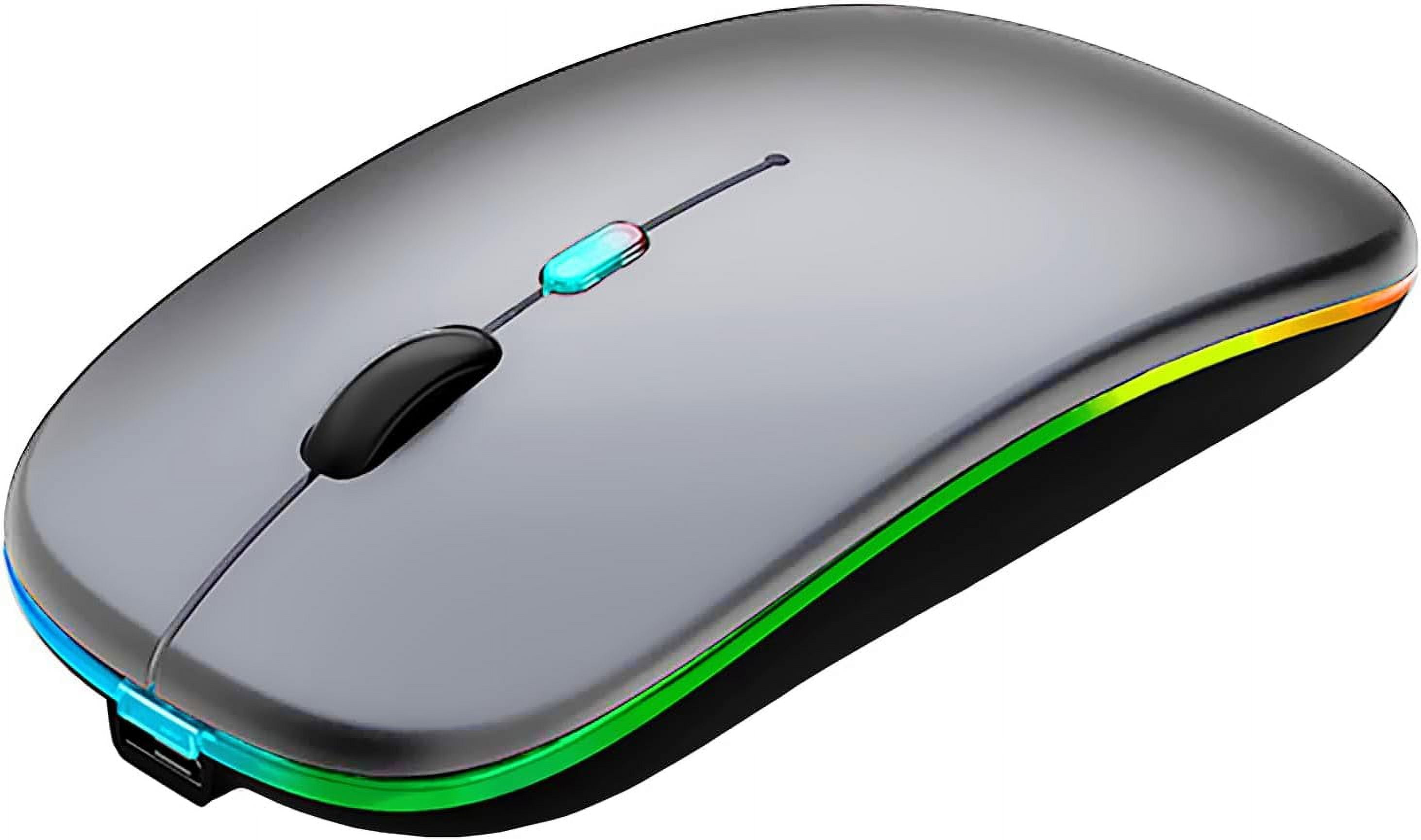 Wireless Bluetooth Mouse,LED Rechargeable Slim Silent Laptop Mouse,Portable(BT5.2+USB  Receiver)Dual Mode Computer Mice,Quick Precise Responsiveness Control  Laptop,Desktop Computer,Tablet,phone.(Grey) 