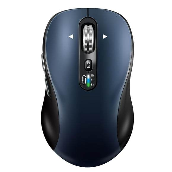 Wireless Bluetooth Mouse for Laptop,USB+BT2,Quiet Ergo Computer Mouses,Metal 4-Way Super Scrolling, 3200 DPI,Rechargeable,10 Buttons,Plug&Play,Multi Device Cordless Mice for iPad,Tablet,Mac,PC,Phon