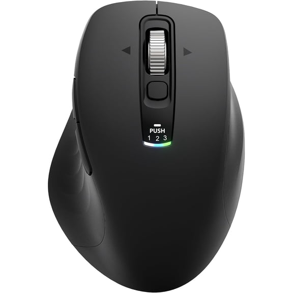 Wireless Bluetooth Mouse, Multi-Device Ergonomic Mouse with 5 Programmable Buttons, 4-Way Metal Scroll Wheel,4800 DPI Adjustable, 18-Month Battery Life, Silent Click, for Laptop, PC, Mac - Black