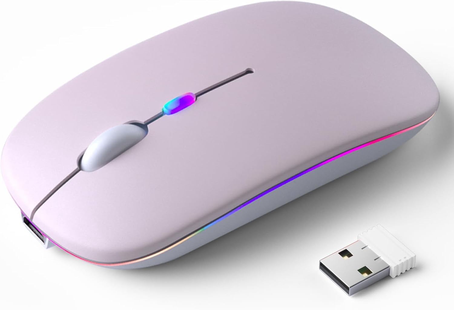 Wireless Bluetooth Mouse – Rechargeable, Silent, Dual Mode (Bluetooth 5.2 & USB) with LED Lights – Portable for Laptop, Desktop, & Tablet(Black)