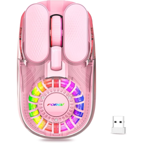 Wireless Bluetooth Mouse, Transparent BT 5.1+2.4G Dual-Mode Mouse with Magnetic Top Cover, RGB Backlit Rechargeable Computer Mouse for Laptop PC MacBook iPad