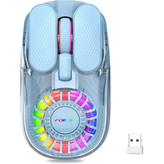 Wireless Bluetooth Mouse, Transparent BT 5.1+2.4G Dual-Mode Mouse with Magnetic Top Cover, RGB Backlit Rechargeable Computer Mouse for Laptop PC MacBook iPad