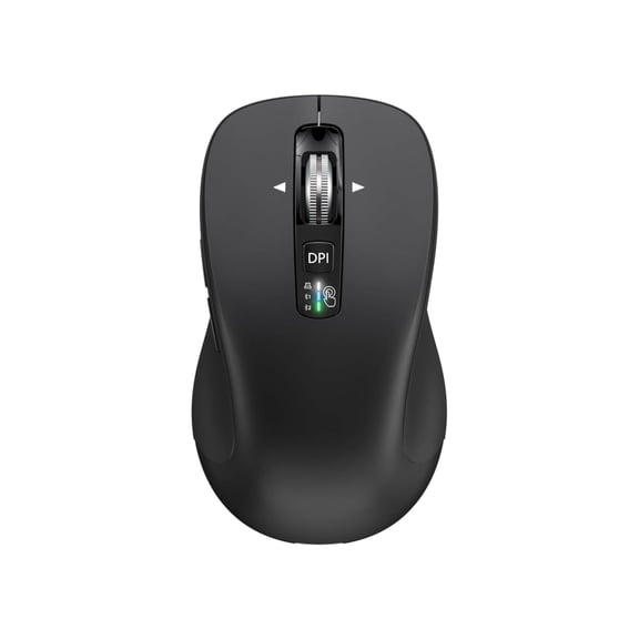 Wireless Bluetooth Mouse (USB + BT1 + BT2), Full Size, 4-Way Scrolling, Multi-Device Silent Mouse for Computer, Laptop, iPad, MacBook (Black)