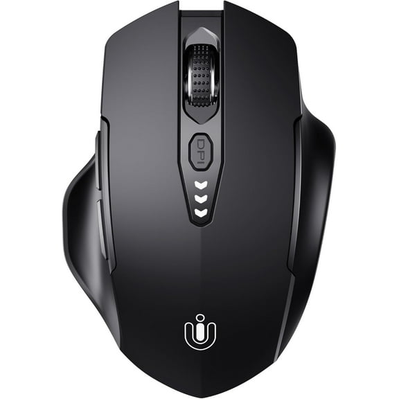 Wireless Bluetooth Mouse,[Upgraded] Rechargeable (BT 5.0/4.0+2.4G Hz),Computer Mouse with Visible Battery Level, 4 Adjustable DPI, Portable PC for MacBook Chromebook,Black