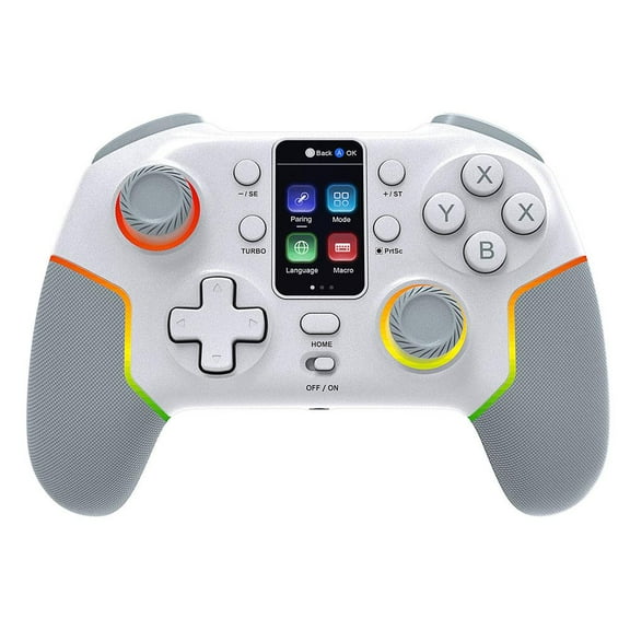 Wireless Bluetooth Multi-function Game Controller with Screen for PC/Switch/Switch 2/iOS/Android, Hall Effect Stick & Trigger, RGB , Remappable Buttons with Charging Dock
