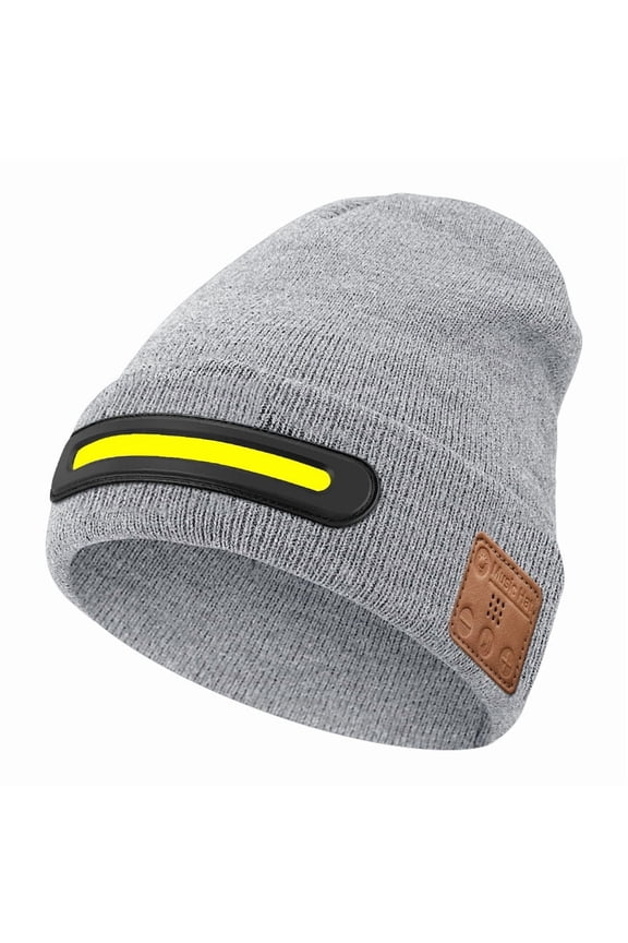Wireless Bluetooth Music Earphone Cap LED Illuminated Bluetooth Hat New Halloween Illuminated Hat,Bluetooth Hat - Grey