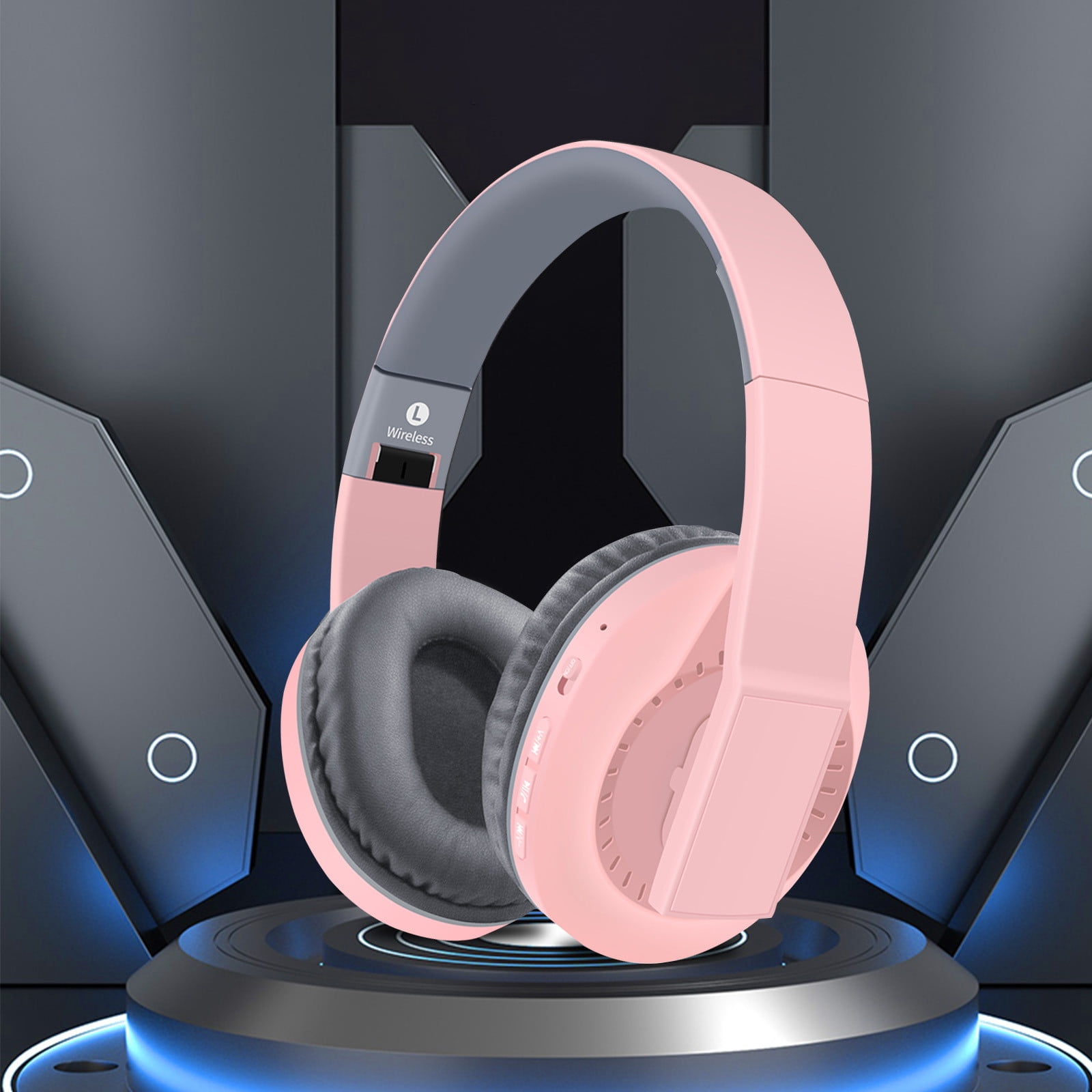 Wireless Bluetooth On-Ear Headphones, Apple & Android Compatible, Up to 50 Hours of Battery Life,Pink