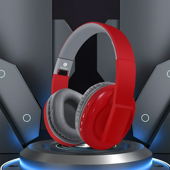 Wireless Bluetooth On-Ear Headphones, Apple & Android Compatible, Up to 50 Hours of Battery Life,Red